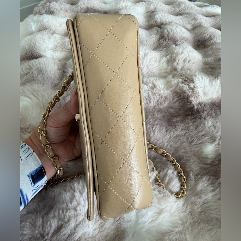 CHANEL Beige Mini Quilted Crossbody Bag - Picture 14 of 17